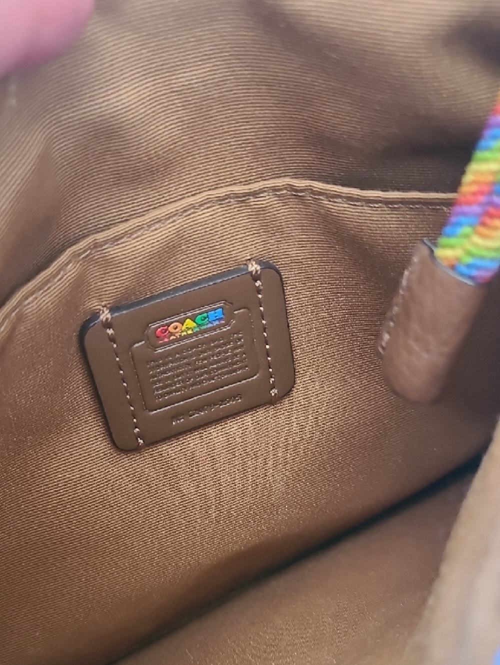 Coach White Leather Crossbody with Rainbow Logo and Brown Strap - Picture 6 of 10